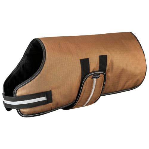 Abrigo para perros Knuffelwuff con tejido funcional reflectante de 65 cm, marrón