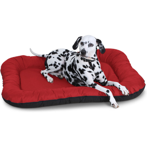 Cama impermeable para perros Knuffelwuff Lucky de nailon para interiores y exteriores XL, 90 x 75 cm, roja