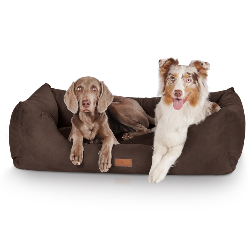 Cama para perros Knuffelwuff Dreamline de terciopelo XXL, 120 x 85 cm, marrón