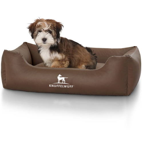 Cama para perros Knuffelwuff Sidney de cuero sintético M-L, 85 x 63 cm, marrón